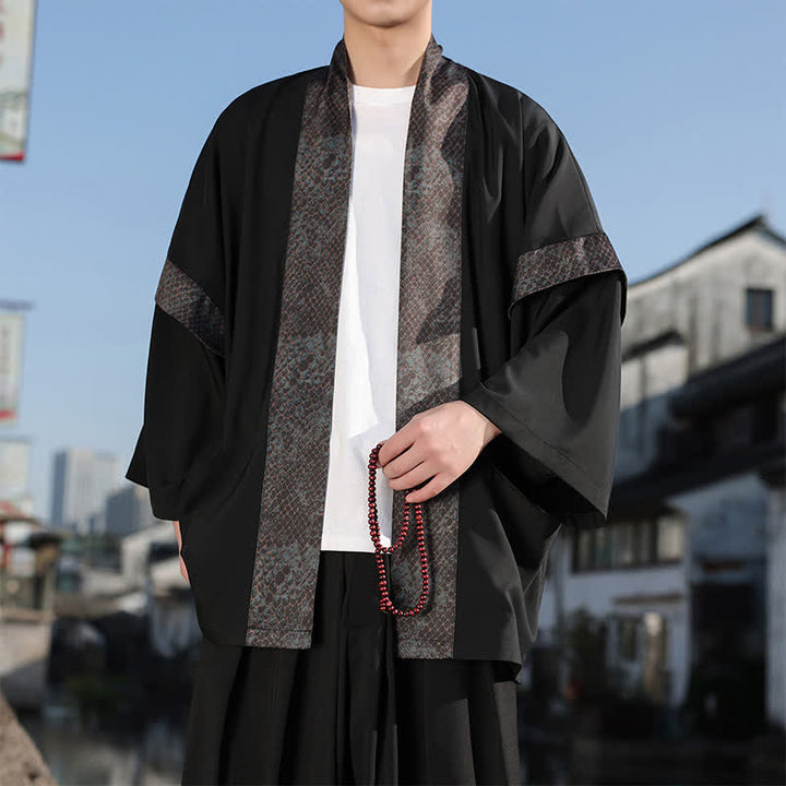 Buddha Stones 夏向けカジュアル 禅風ラペルカラー メンズ 肘丈袖着物 - image 2