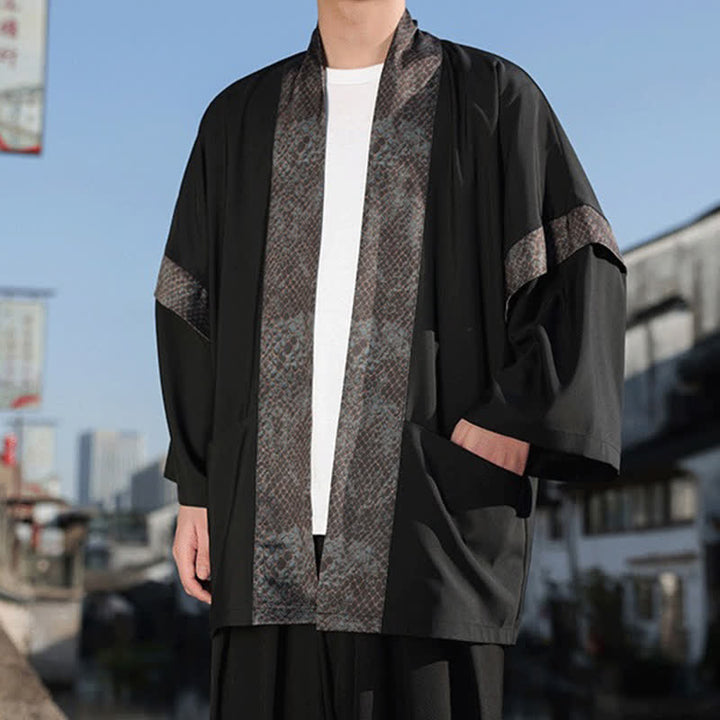 Buddha Stones 夏向けカジュアル 禅風ラペルカラー メンズ 肘丈袖着物 - image 7