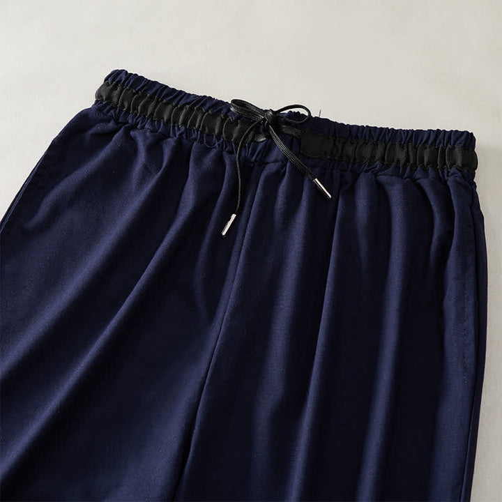 Buddha Stones 通勤用ドローストリング付きコットンクロップド丈ワイドレッグパンツ（ポケット付き） - image 12