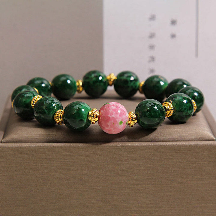 Buddha Stones グリーン・リウリ・グラス・ブレッシングブレスレット - Liuli Glass（手首周り：15～16cm） - image 0