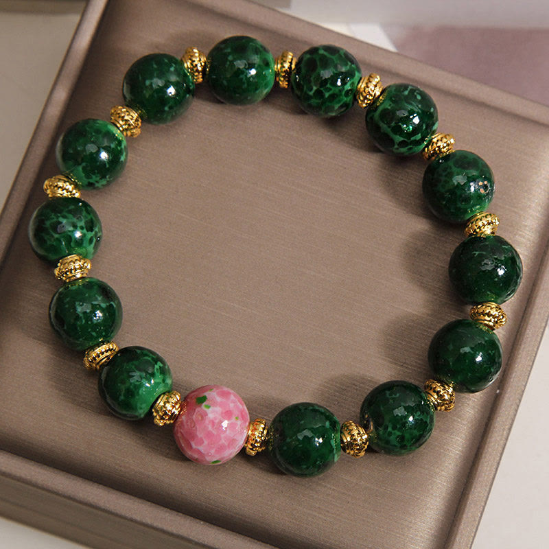 Buddha Stones グリーン・リウリ・グラス・ブレッシングブレスレット - image 4