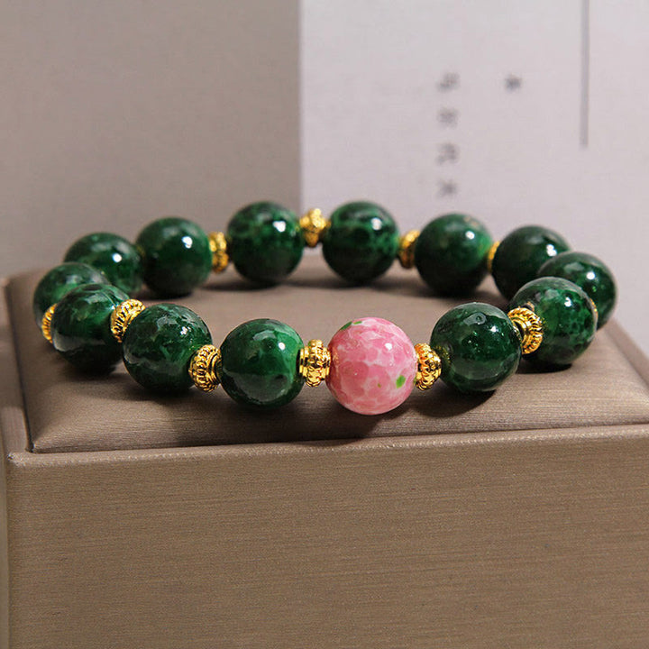 Buddha Stones グリーン・リウリ・グラス・ブレッシングブレスレット - image 1