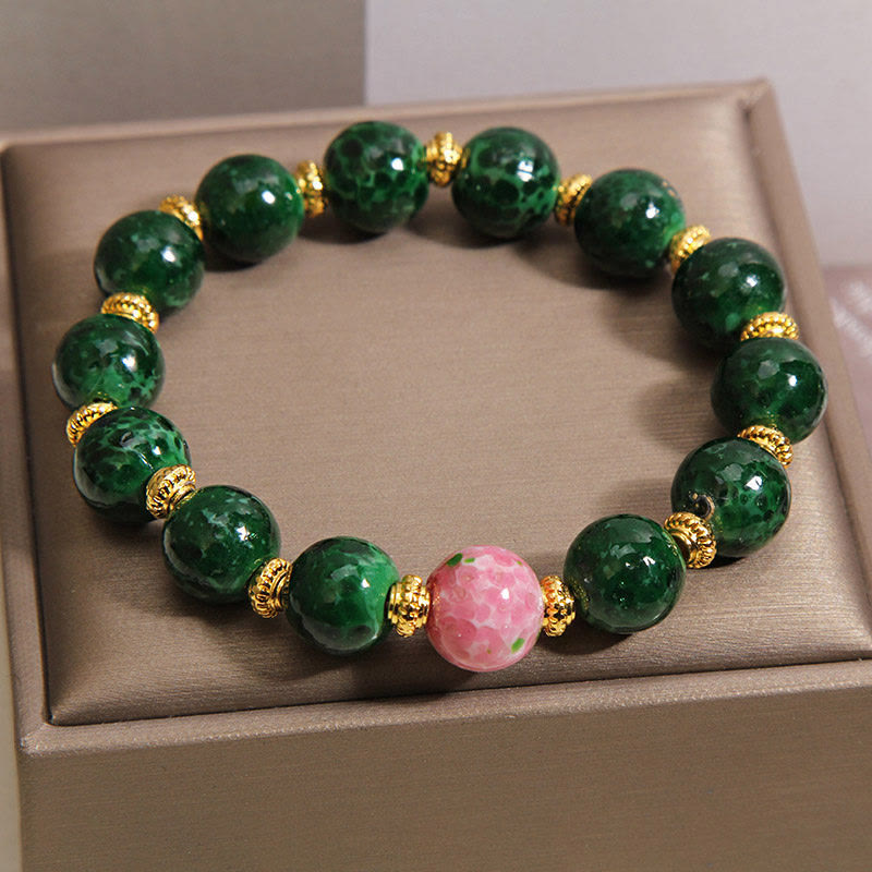 Buddha Stones グリーン・リウリ・グラス・ブレッシングブレスレット - image 3