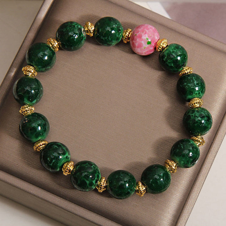 Buddha Stones グリーン・リウリ・グラス・ブレッシングブレスレット - image 7
