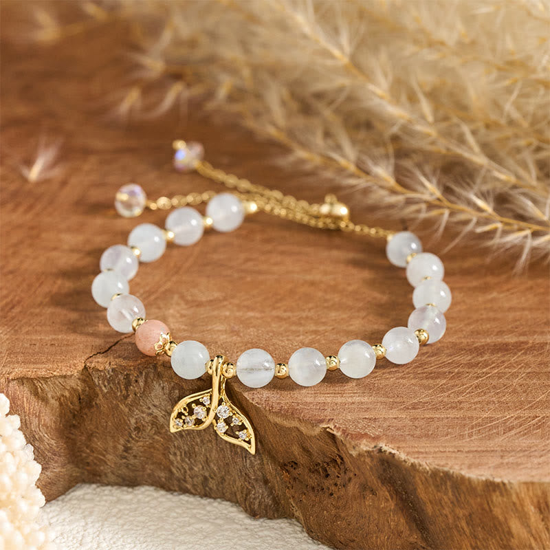 Buddha Stones 天然アクアマリンと金メッキの銅製フィッシュテールセレニティブレスレット - アクアマリン（手首周り：14～15cm） - image 0