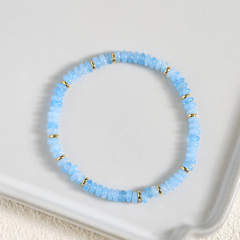 Buddha Stones 天然アクアマリン 4mmビーズ パールセレニティブレスレット - image 3