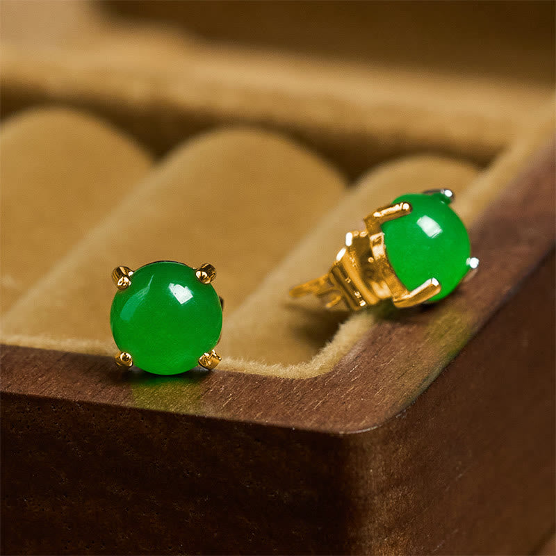 Buddha Stones 翡翠と925スターリングシルバーの豊穣イヤリング - image 3