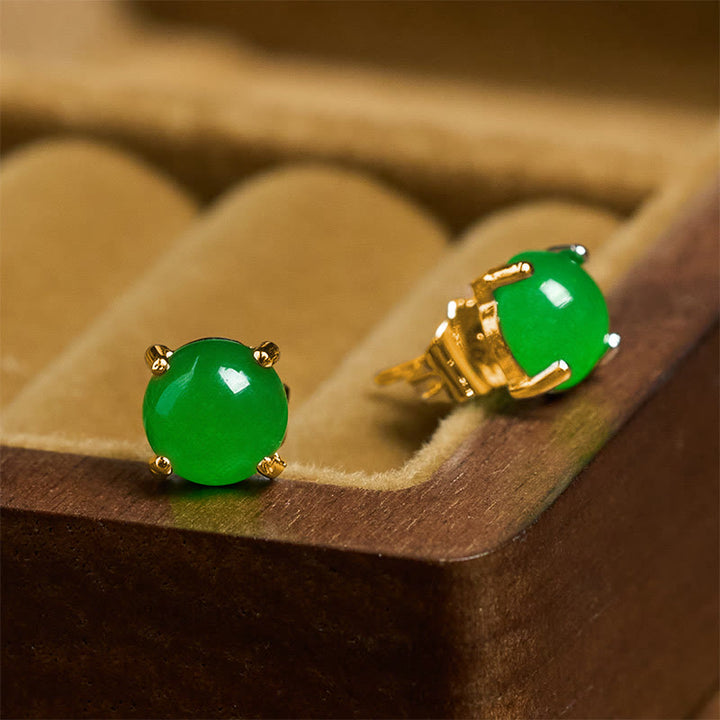 Buddha Stones 翡翠と925スターリングシルバーの豊穣イヤリング - image 3