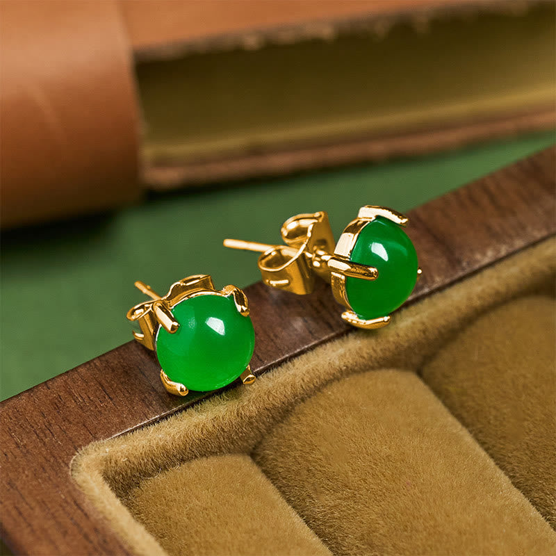 Buddha Stones 翡翠と925スターリングシルバーの豊穣イヤリング - image 1