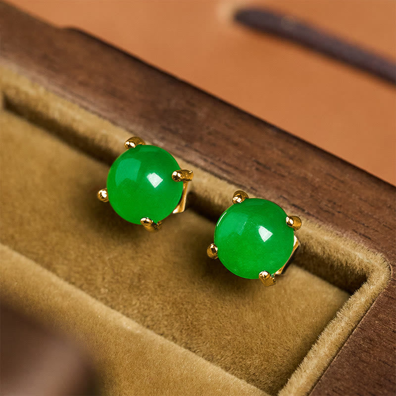 Buddha Stones 翡翠と925スターリングシルバーの豊穣イヤリング - image 2