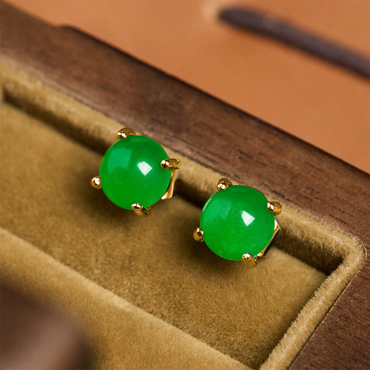 Buddha Stones 翡翠と925スターリングシルバーの豊穣イヤリング - image 2