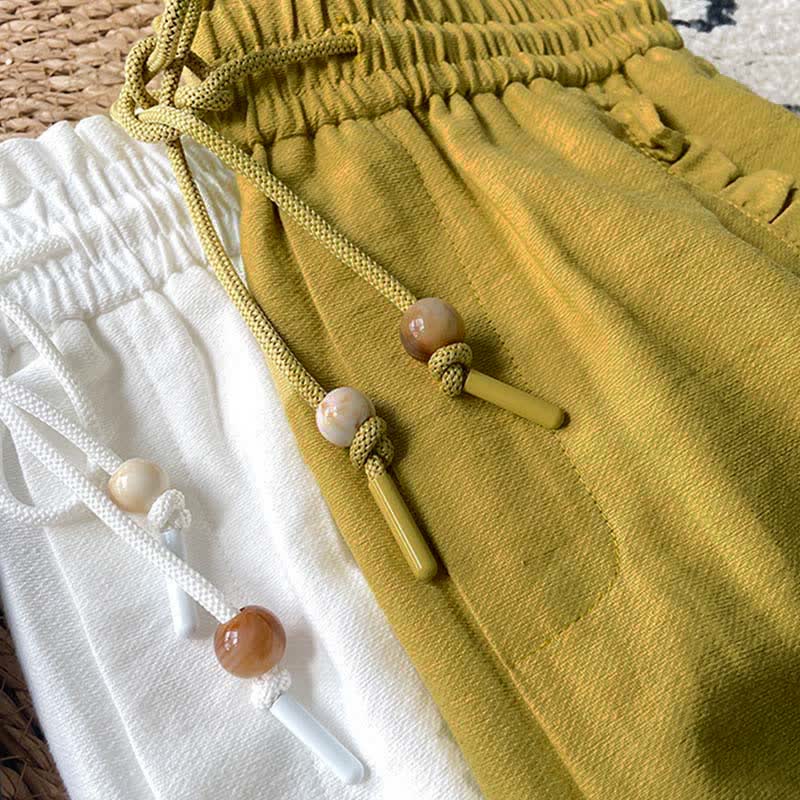 Buddha Stones 夏用ドローストリングフリルゴムウエストレディースショートパンツ（ポケット付き） - image 30