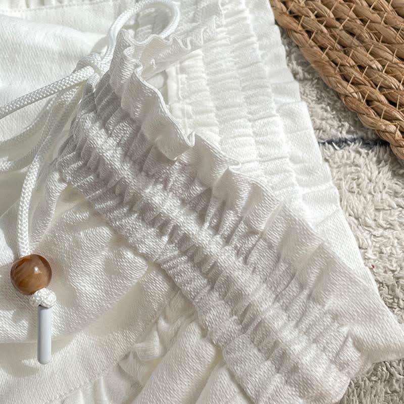 Buddha Stones 夏用ドローストリングフリルゴムウエストレディースショートパンツ（ポケット付き） - image 19