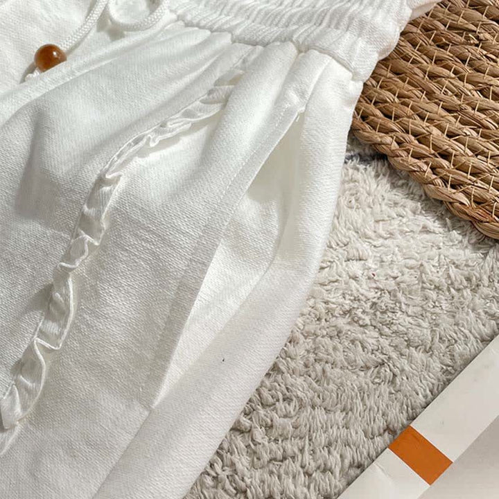 Buddha Stones 夏用ドローストリングフリルゴムウエストレディースショートパンツ（ポケット付き） - image 20