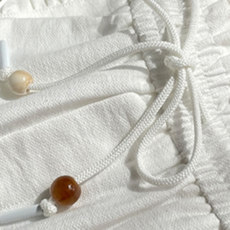 Buddha Stones 夏用ドローストリングフリルゴムウエストレディースショートパンツ（ポケット付き） - image 18