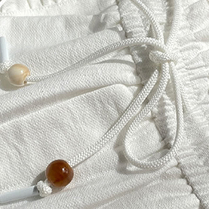 Buddha Stones 夏用ドローストリングフリルゴムウエストレディースショートパンツ（ポケット付き） - image 18