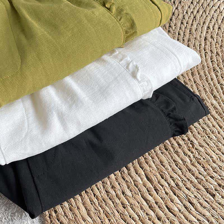 Buddha Stones 夏用ドローストリングフリルゴムウエストレディースショートパンツ（ポケット付き） - image 31