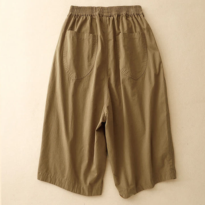 Buddha Stones 夏用コットン素材、ウエストゴム仕様、ポケット付きレディースハーフパンツ - image 1