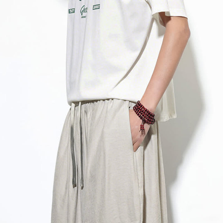 Buddha Stones 春物無地ドローストリング付きクロップド丈メンズハーレムコットンパンツ（ポケット付き） - image 17