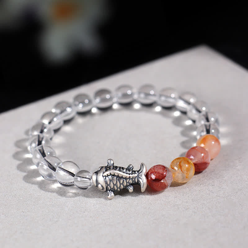 Buddha Stones クリアクォーツ999スターリングシルバー鯉の守護ブレスレット - image 4