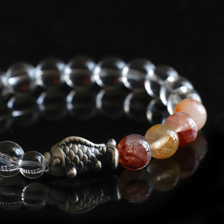 Buddha Stones クリアクォーツ999スターリングシルバー鯉の守護ブレスレット - image 9