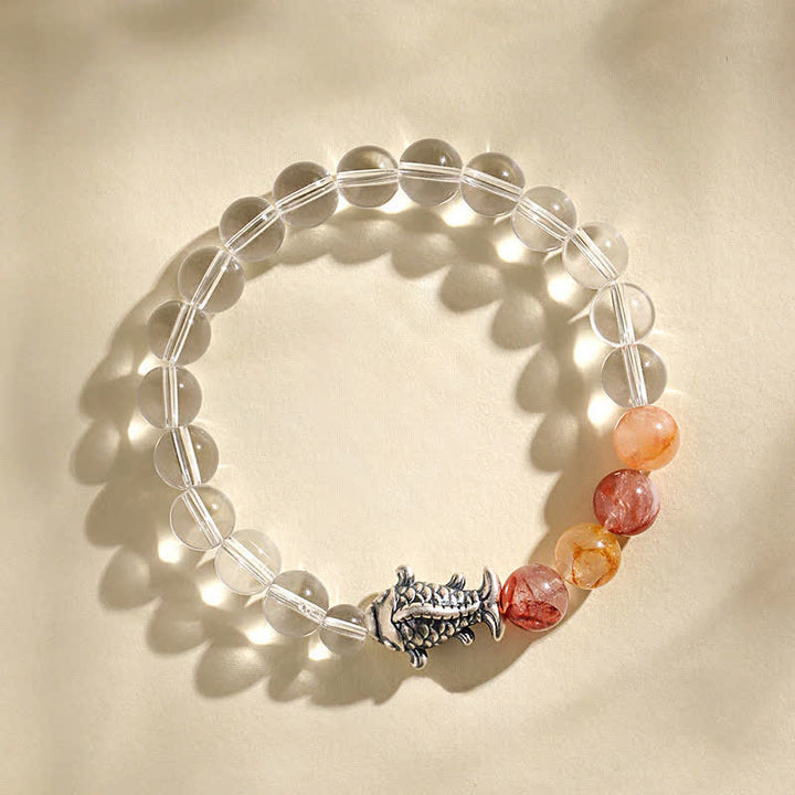 Buddha Stones クリアクォーツ999スターリングシルバー鯉の守護ブレスレット - image 2