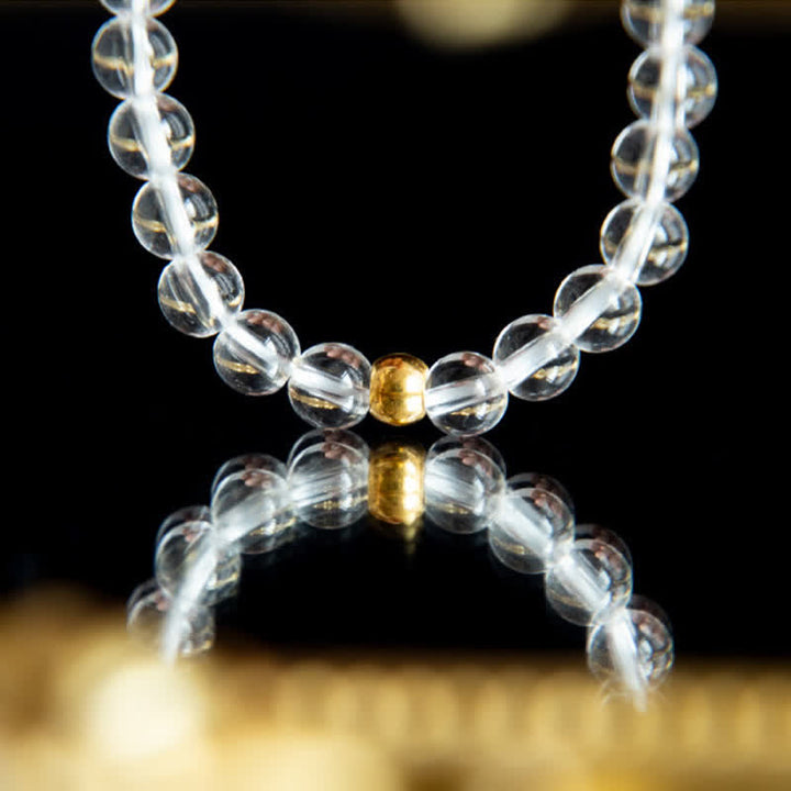 Buddha Stones 天然4mmクリアクォーツ瞑想ブレスレット - image 11