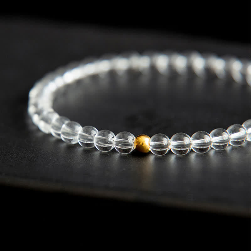 Buddha Stones 天然4mmクリアクォーツ瞑想ブレスレット - image 9