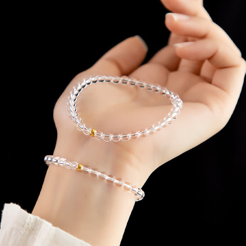 Buddha Stones 天然4mmクリアクォーツ瞑想ブレスレット - image 8