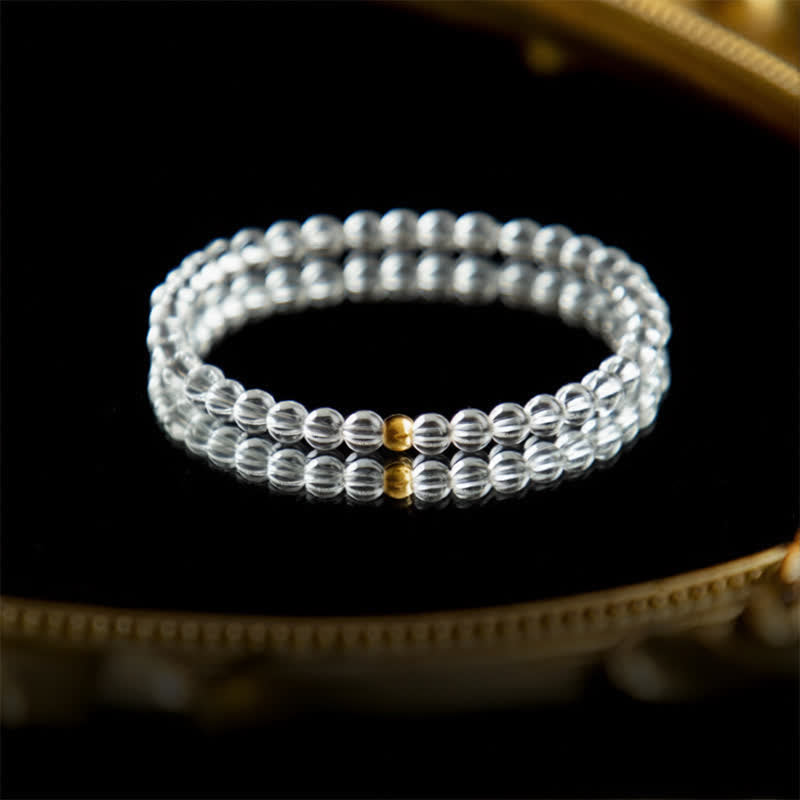 Buddha Stones 天然4mmクリアクォーツ瞑想ブレスレット - image 1
