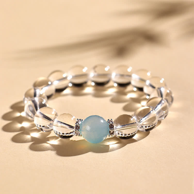 Buddha Stones クリアクォーツアクアマリンヒーリングブレスレット - image 13