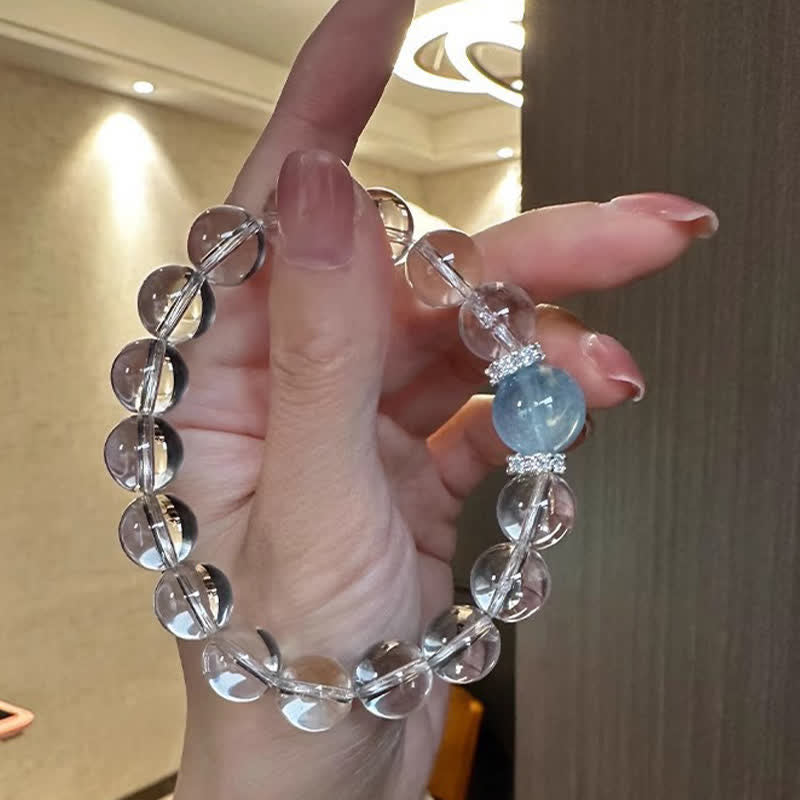 Buddha Stones クリアクォーツアクアマリンヒーリングブレスレット - image 9