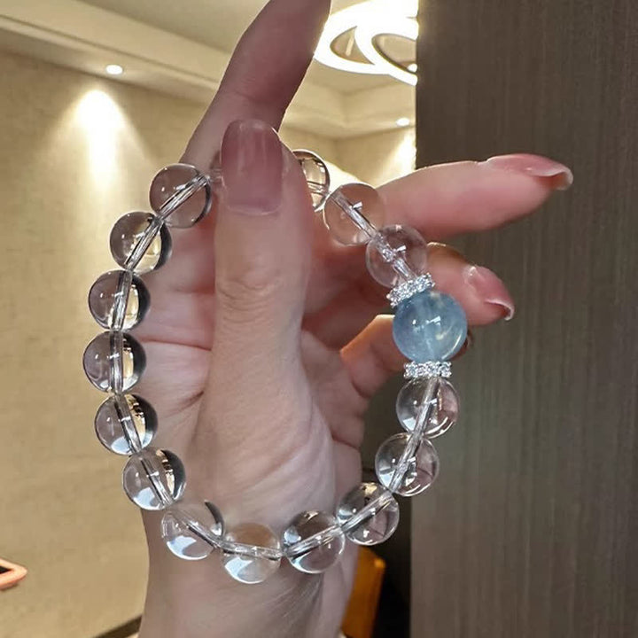 Buddha Stones クリアクォーツアクアマリンヒーリングブレスレット - image 9