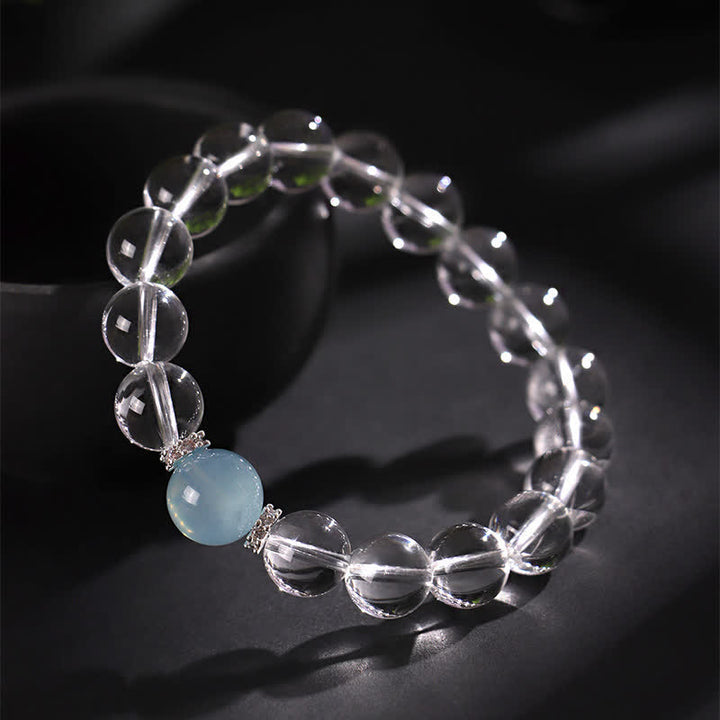 Buddha Stones クリアクォーツアクアマリンヒーリングブレスレット - image 3