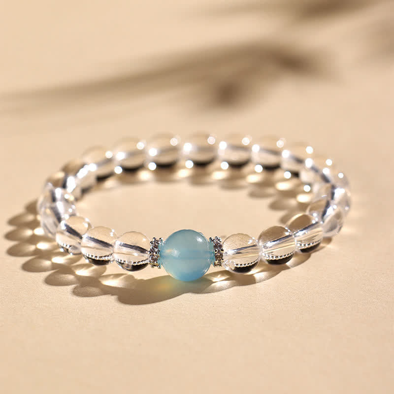 Buddha Stones クリアクォーツアクアマリンヒーリングブレスレット - image 1