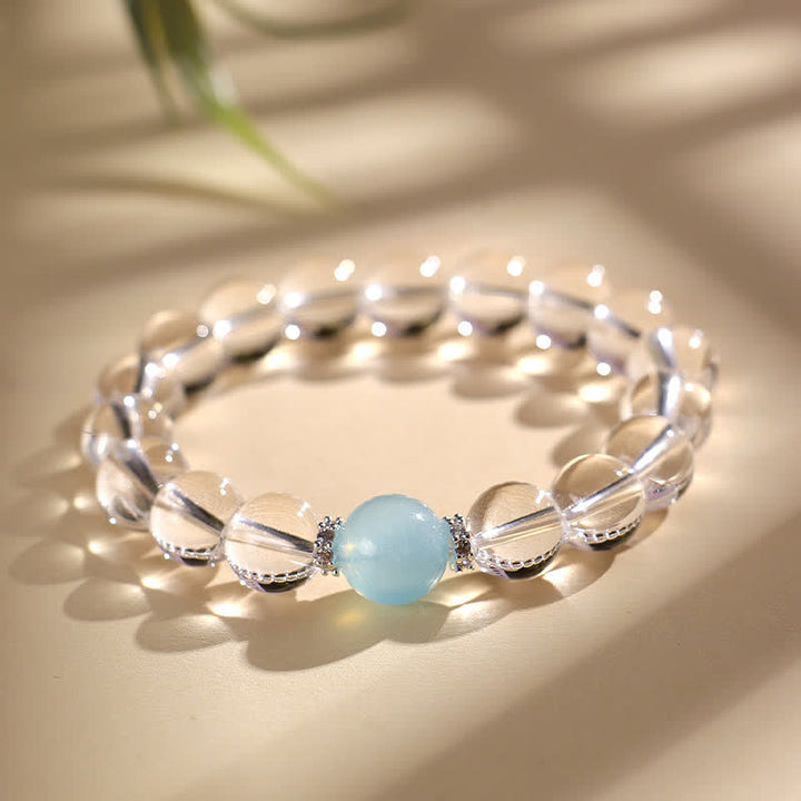 Buddha Stones クリアクォーツアクアマリンヒーリングブレスレット - image 7