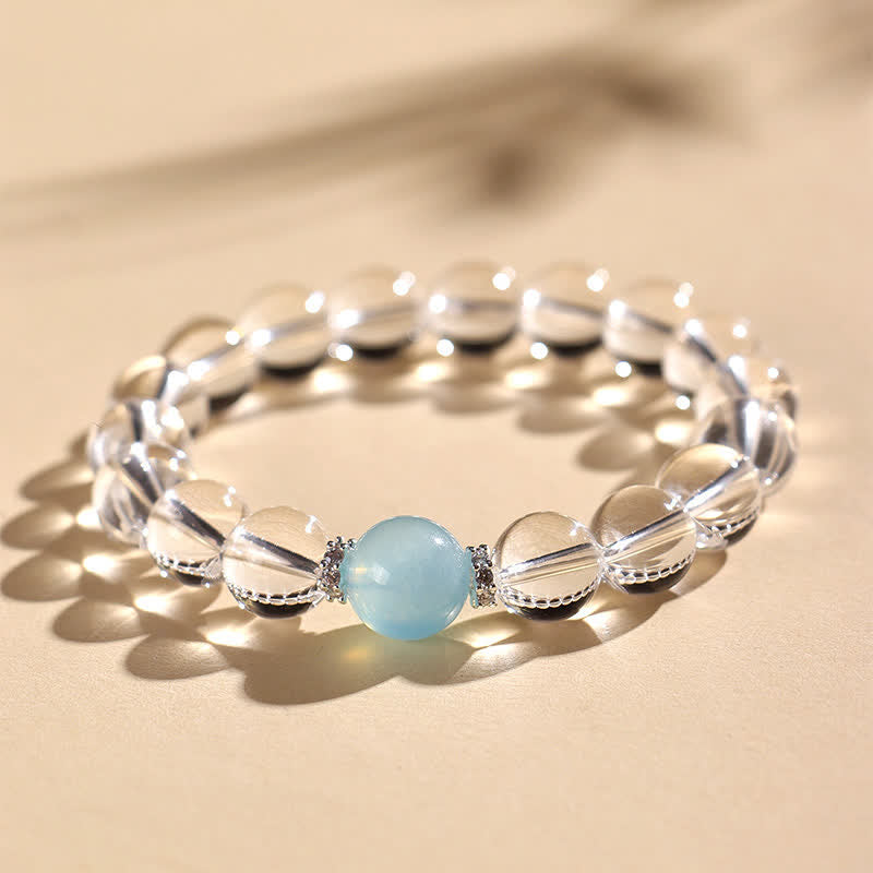 Buddha Stones クリアクォーツアクアマリンヒーリングブレスレット - image 4