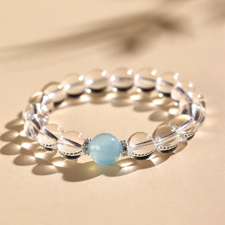 Buddha Stones クリアクォーツアクアマリンヒーリングブレスレット - image 4