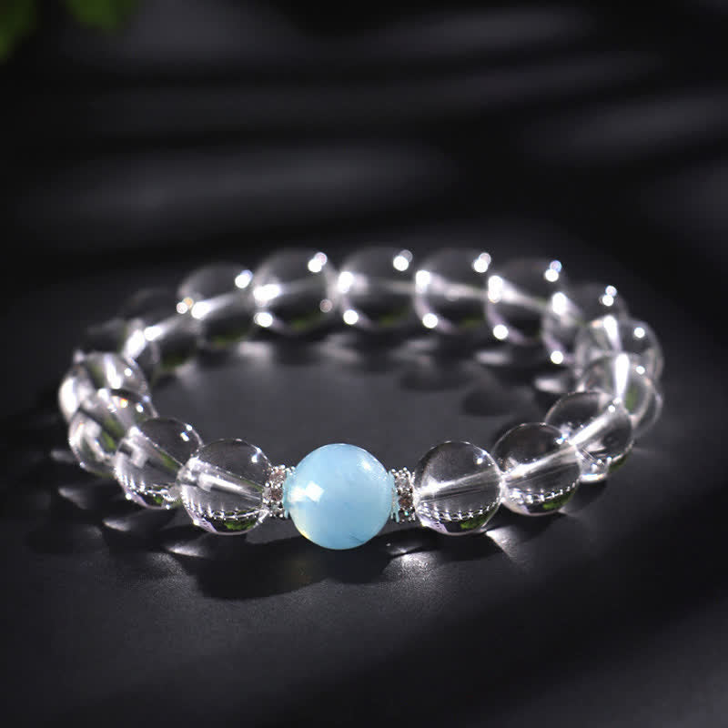 Buddha Stones クリアクォーツアクアマリンヒーリングブレスレット - image 12