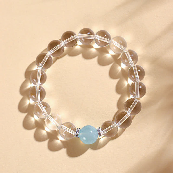 Buddha Stones クリアクォーツアクアマリンヒーリングブレスレット - image 8