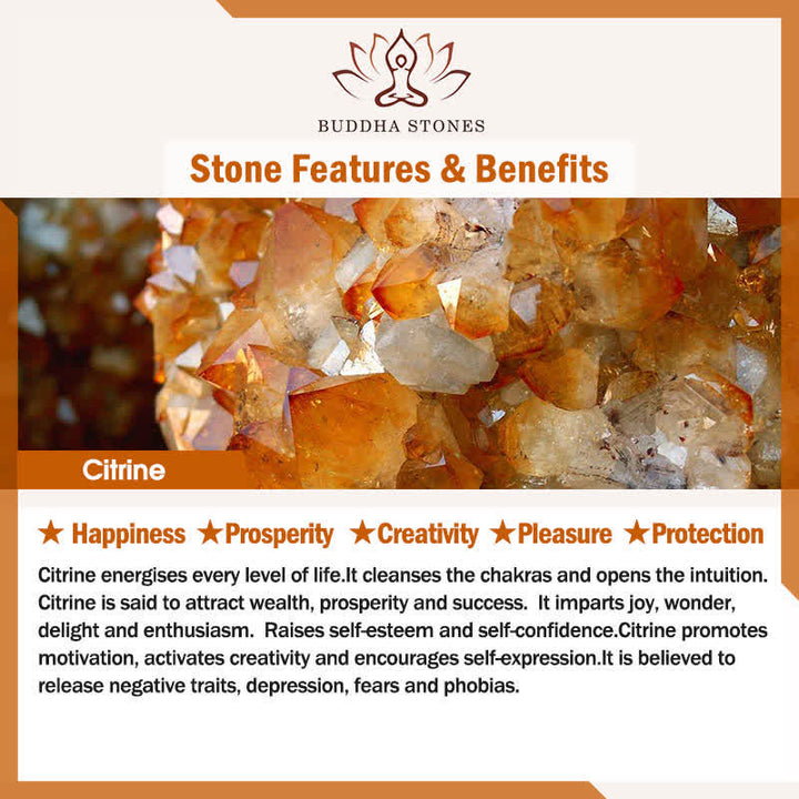 Buddha Stones 天然クリアクォーツシトリン 旅の金守護ブレスレット - image 6