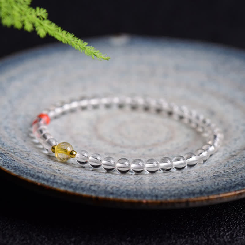 Buddha Stones 天然クリアクォーツの透明度ブレスレット - image 1