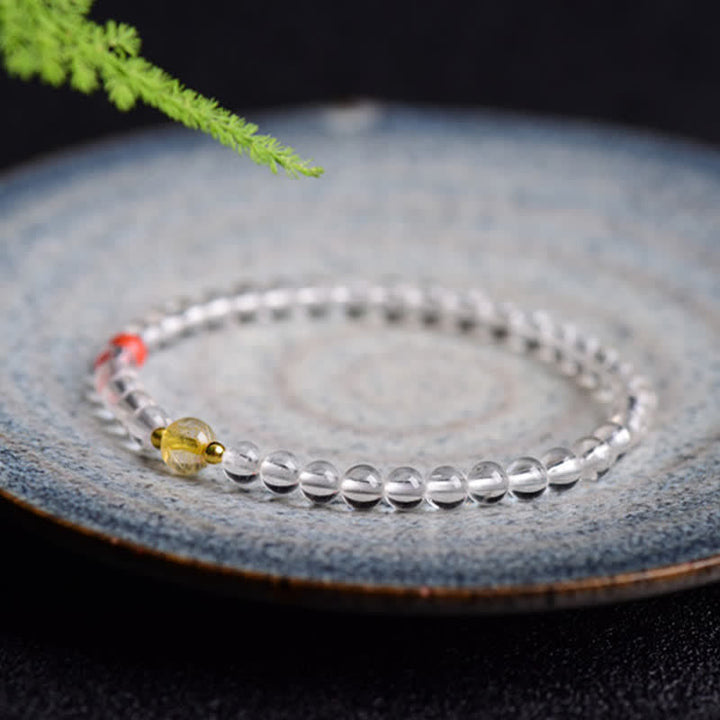 Buddha Stones 天然クリアクォーツの透明度ブレスレット - image 1