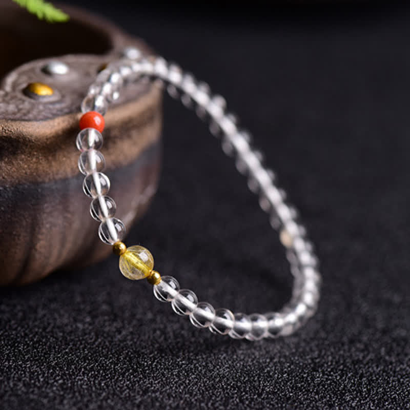 Buddha Stones 天然クリアクォーツの透明度ブレスレット - image 3