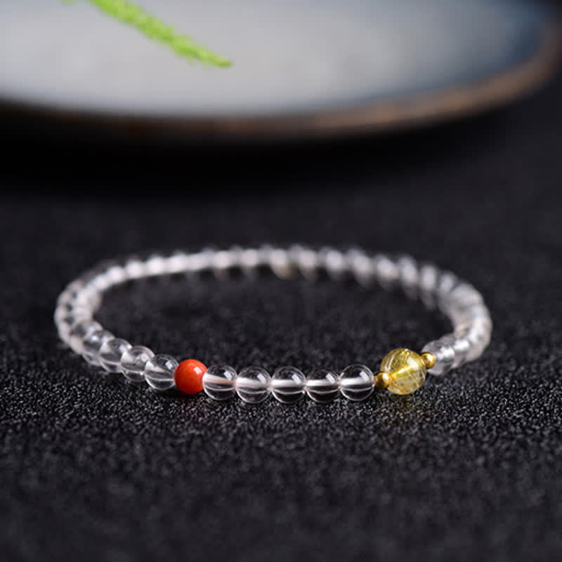 Buddha Stones 天然クリアクォーツの透明度ブレスレット - クリアクォーツ（手首周り：14～15cm） - image 0