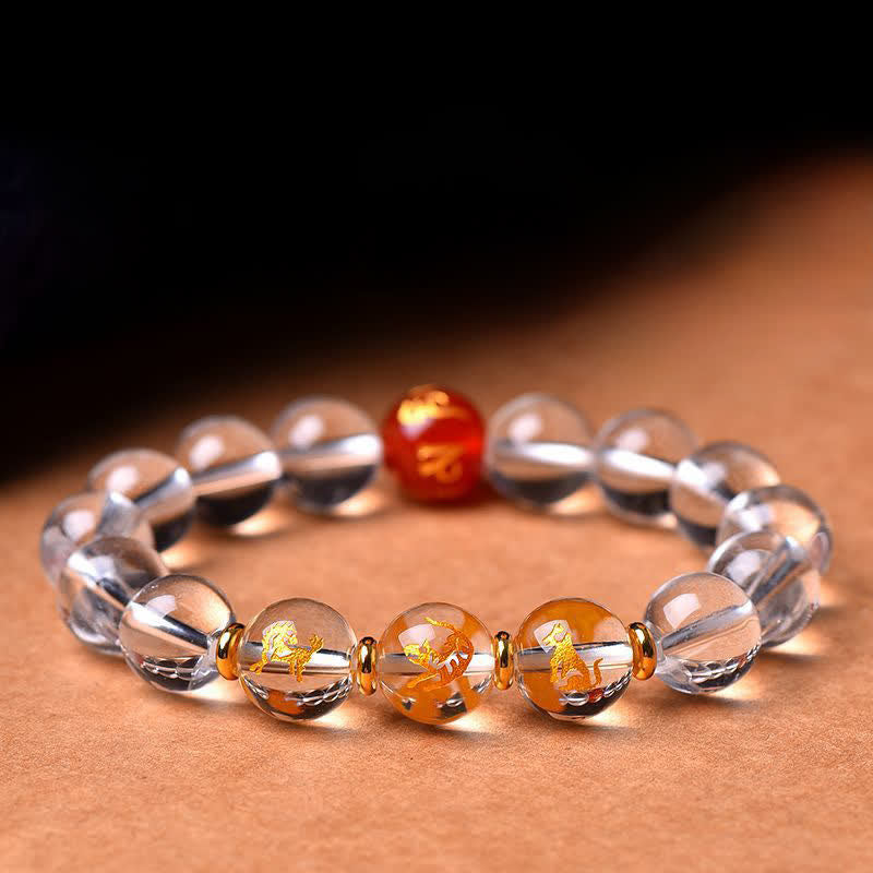Buddha Stones クリアクォーツの干支ヒーリングブレスレット - image 0