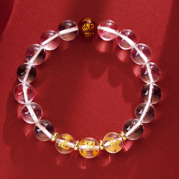 Buddha Stones クリアクォーツの干支ヒーリングブレスレット - 蛇 鶏 牛 - 10mmビーズ（手首周り：16～17cm） - image 12