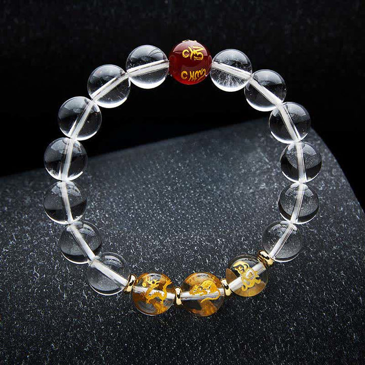 Buddha Stones クリアクォーツの干支ヒーリングブレスレット - ネズミ、ドラゴン、猿 - 12mmビーズ（手首周り：17～18cm） - image 20
