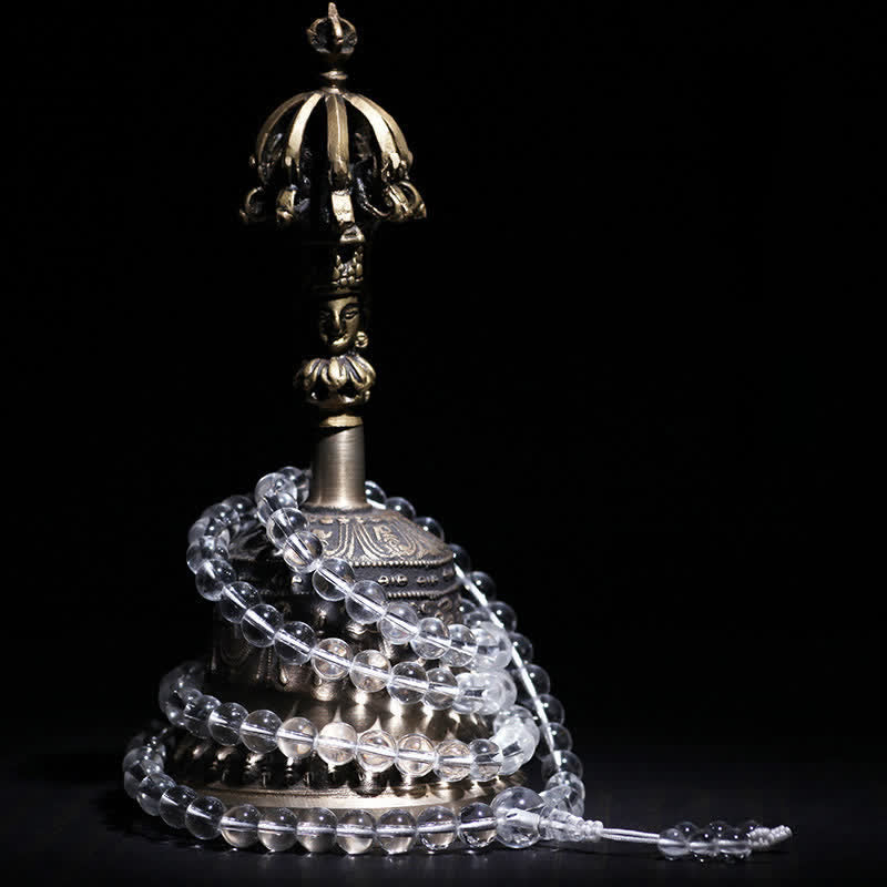 Buddha Stones 108個のクリアクォーツビーズを使ったお守りマーラー数珠 - image 9