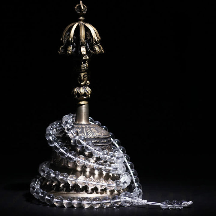 Buddha Stones 108個のクリアクォーツビーズを使ったお守りマーラー数珠 - image 9